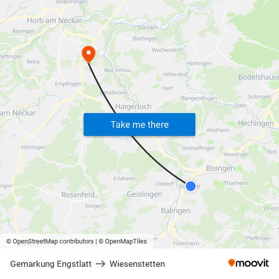 Gemarkung Engstlatt to Wiesenstetten map