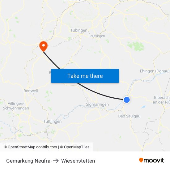 Gemarkung Neufra to Wiesenstetten map