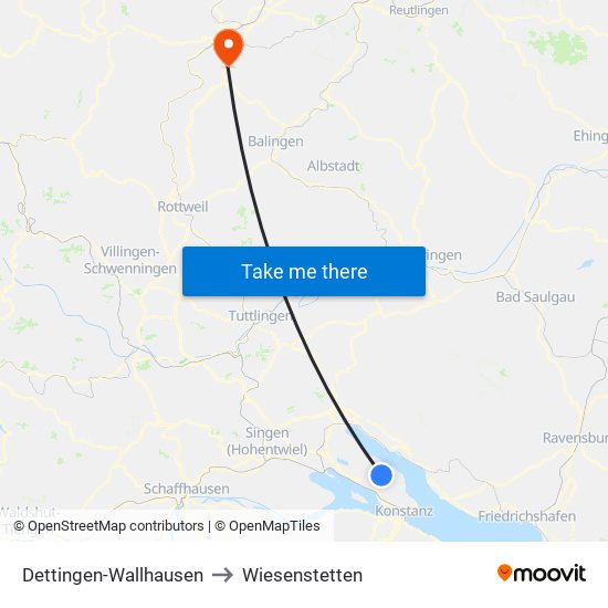 Dettingen-Wallhausen to Wiesenstetten map