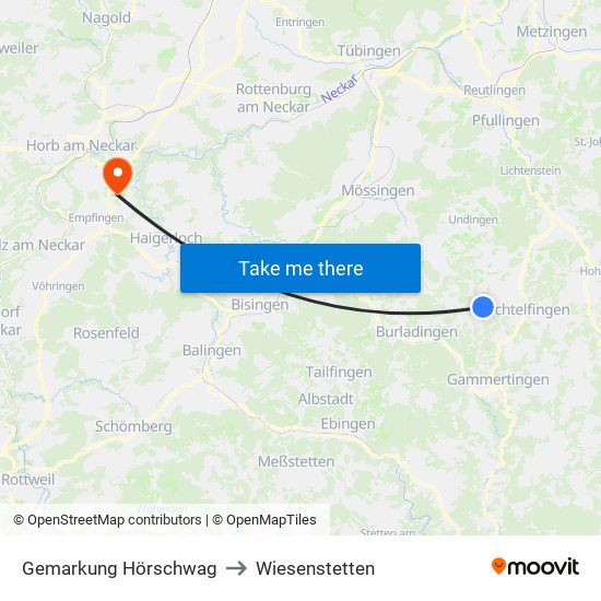 Gemarkung Hörschwag to Wiesenstetten map