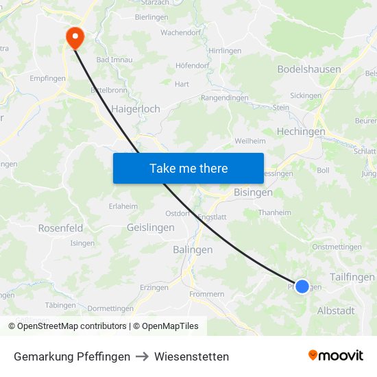 Gemarkung Pfeffingen to Wiesenstetten map