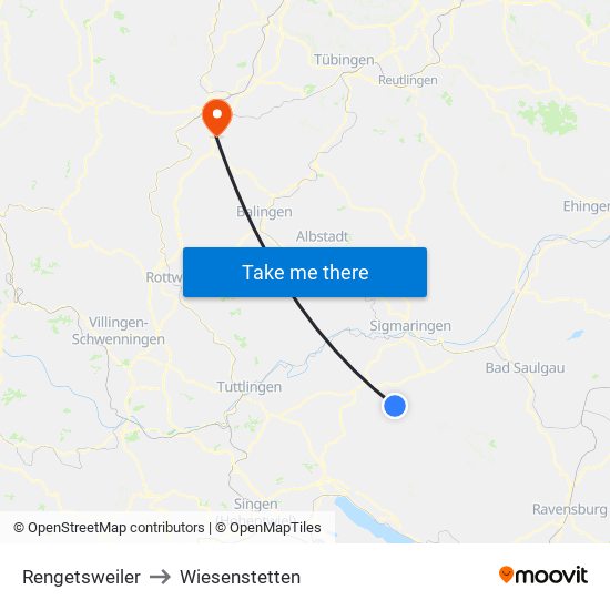 Rengetsweiler to Wiesenstetten map