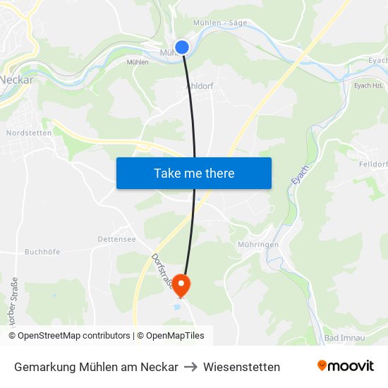 Gemarkung Mühlen am Neckar to Wiesenstetten map