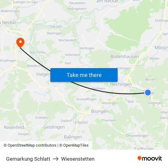 Gemarkung Schlatt to Wiesenstetten map