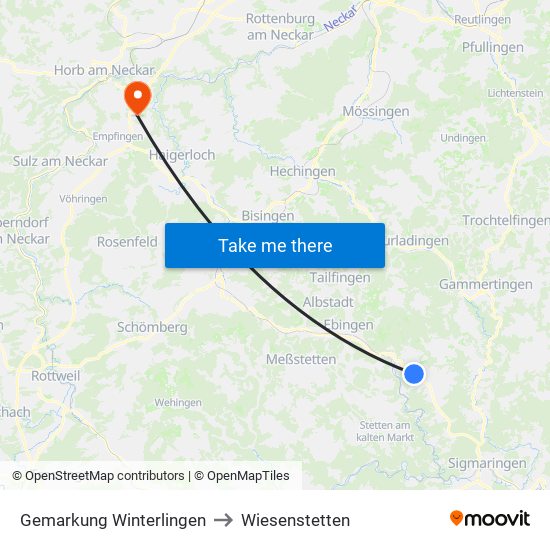 Gemarkung Winterlingen to Wiesenstetten map