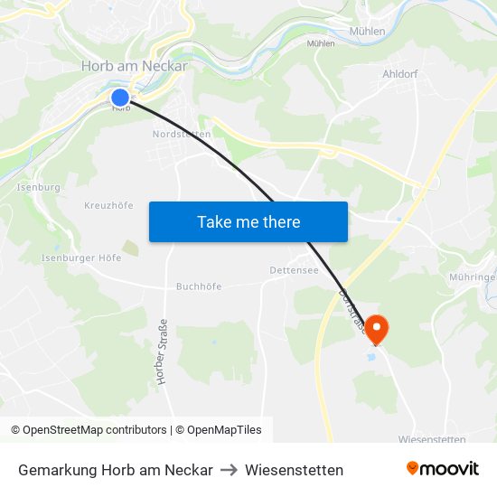 Gemarkung Horb am Neckar to Wiesenstetten map