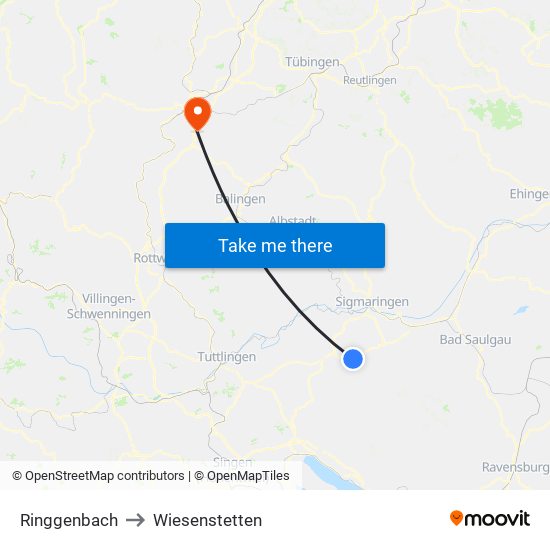 Ringgenbach to Wiesenstetten map