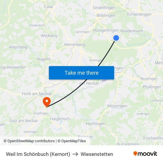 Weil Im Schönbuch (Kernort) to Wiesenstetten map