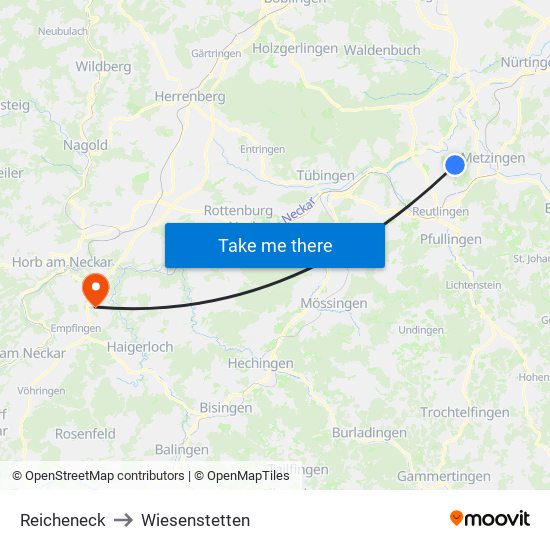 Reicheneck to Wiesenstetten map