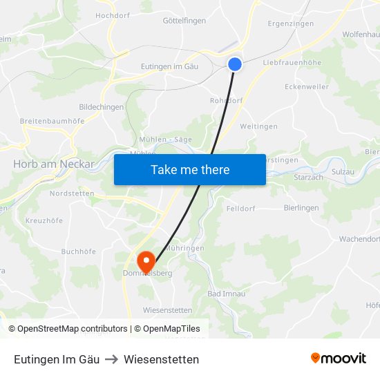 Eutingen Im Gäu to Wiesenstetten map