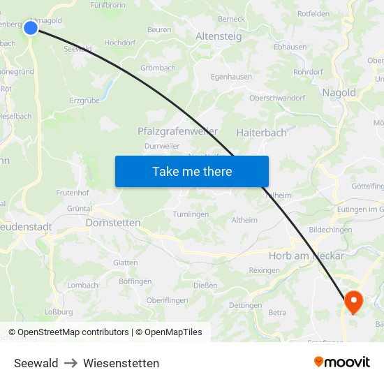 Seewald to Wiesenstetten map