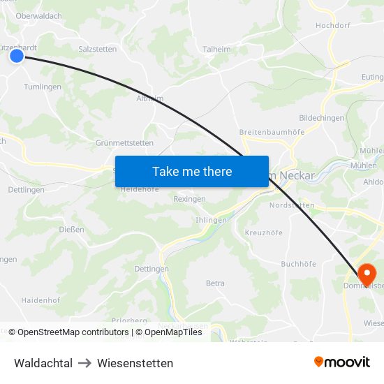 Waldachtal to Wiesenstetten map