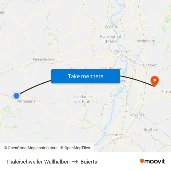 Thaleischweiler-Wallhalben to Baiertal map