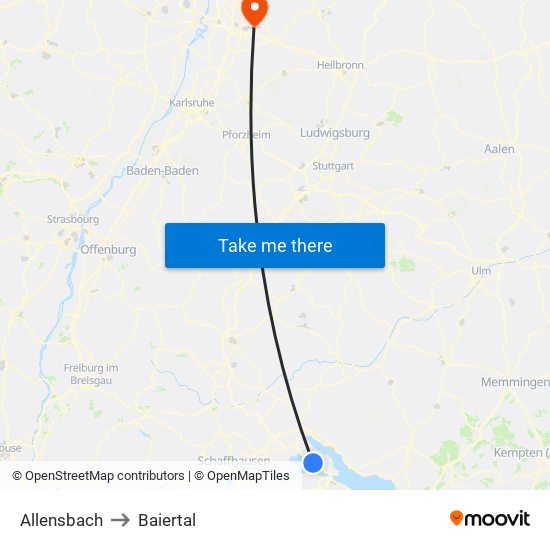 Allensbach to Baiertal map