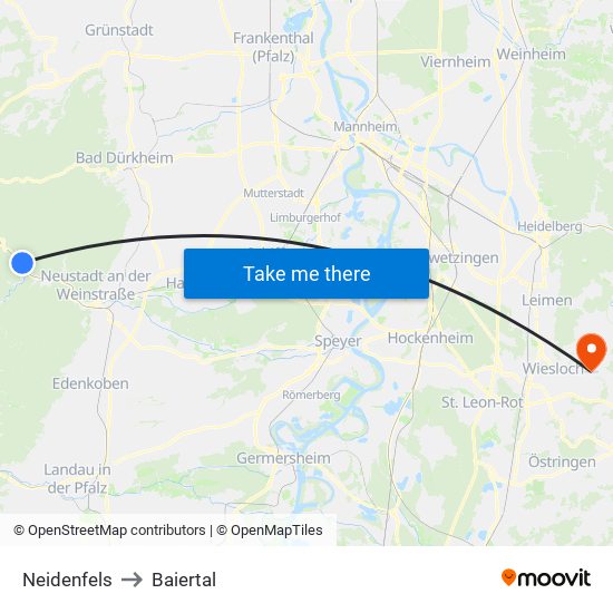 Neidenfels to Baiertal map