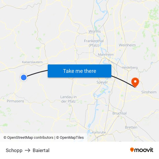 Schopp to Baiertal map