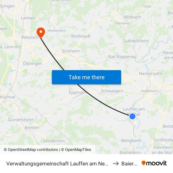 Verwaltungsgemeinschaft Lauffen am Neckar to Baiertal map