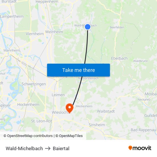 Wald-Michelbach to Baiertal map