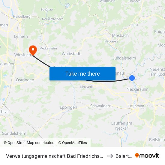 Verwaltungsgemeinschaft Bad Friedrichshall to Baiertal map