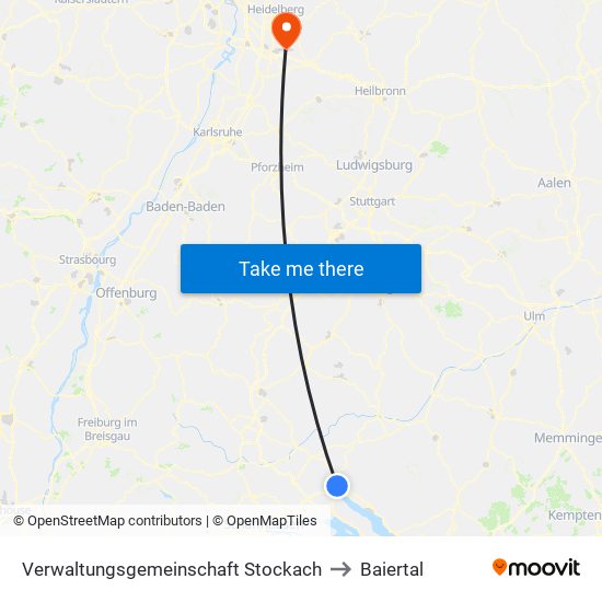 Verwaltungsgemeinschaft Stockach to Baiertal map