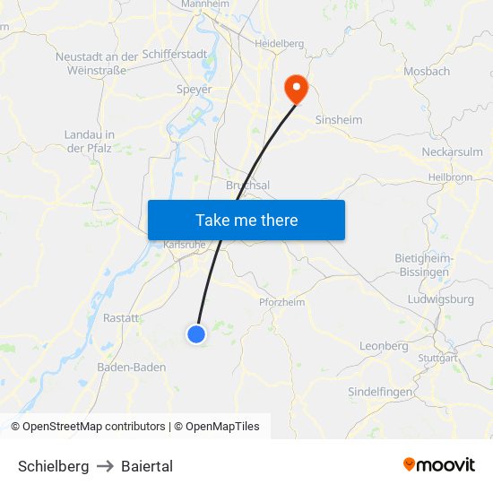 Schielberg to Baiertal map
