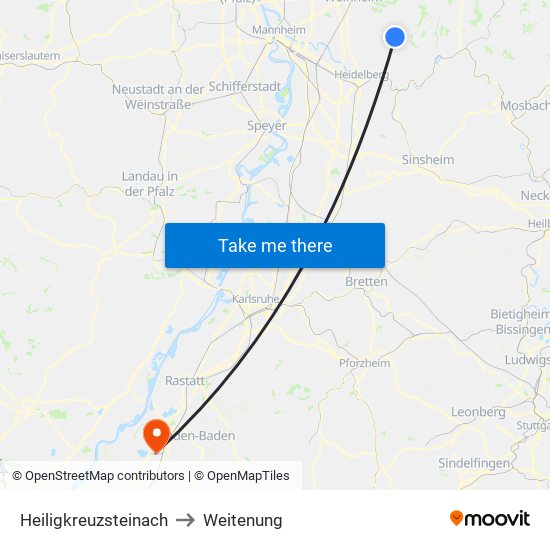 Heiligkreuzsteinach to Weitenung map