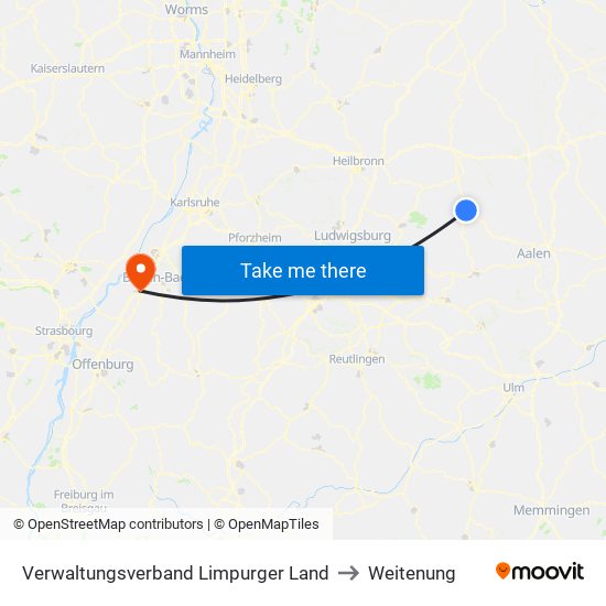 Verwaltungsverband Limpurger Land to Weitenung map