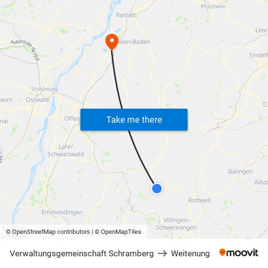 Verwaltungsgemeinschaft Schramberg to Weitenung map