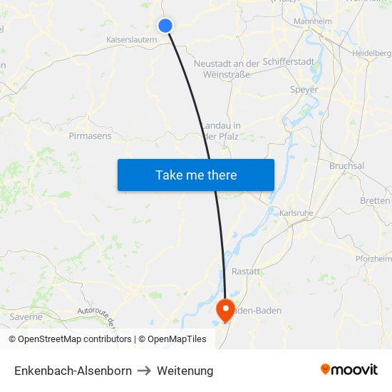 Enkenbach-Alsenborn to Weitenung map