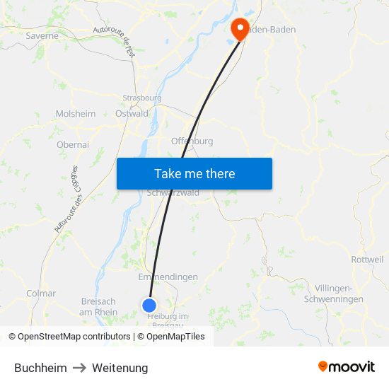 Buchheim to Weitenung map