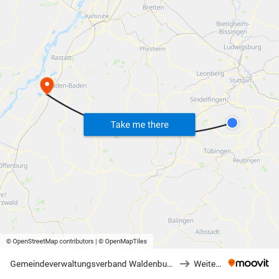 Gemeindeverwaltungsverband Waldenbuch/Steinenbronn to Weitenung map