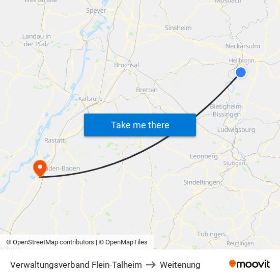 Verwaltungsverband Flein-Talheim to Weitenung map