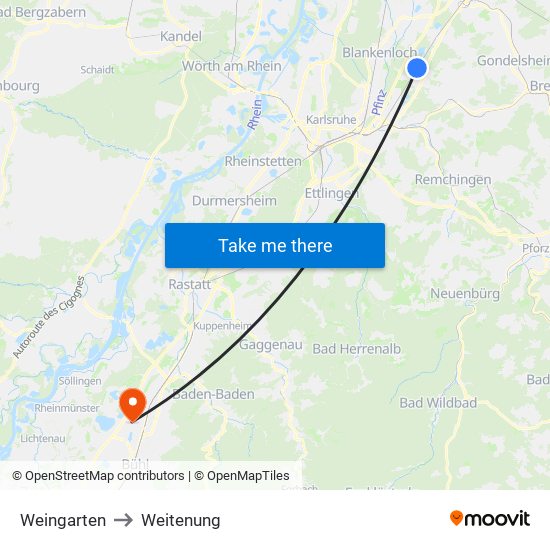 Weingarten to Weitenung map