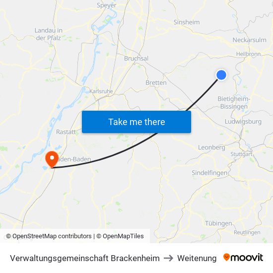 Verwaltungsgemeinschaft Brackenheim to Weitenung map