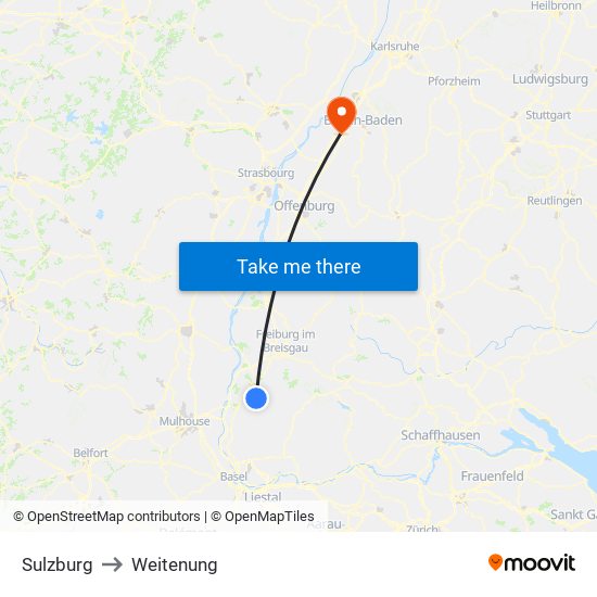Sulzburg to Weitenung map