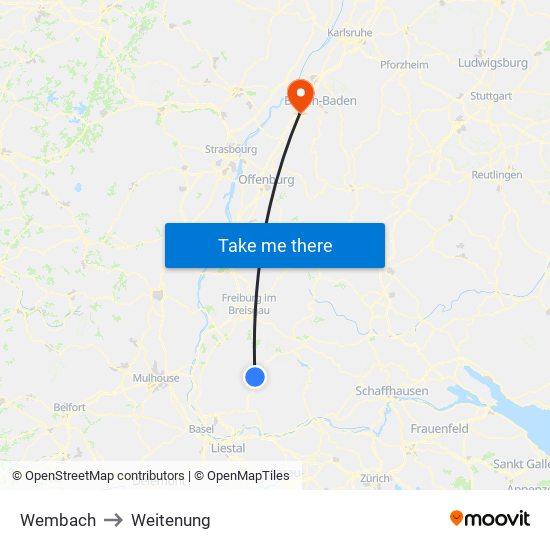 Wembach to Weitenung map