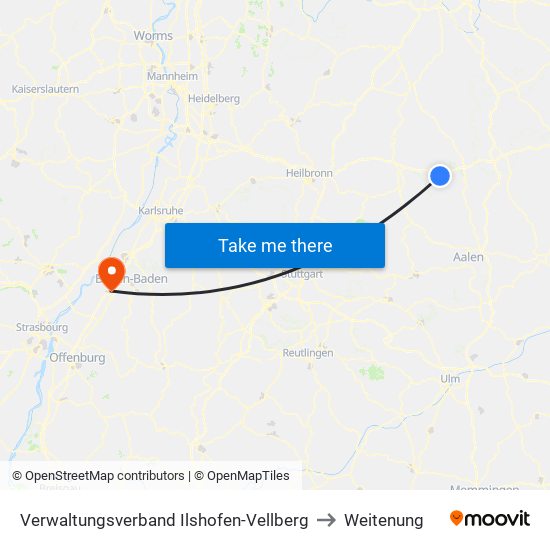 Verwaltungsverband Ilshofen-Vellberg to Weitenung map