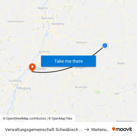 Verwaltungsgemeinschaft Schwäbisch Hall to Weitenung map