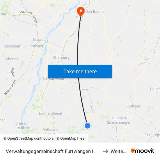 Verwaltungsgemeinschaft Furtwangen Im Schwarzwald to Weitenung map