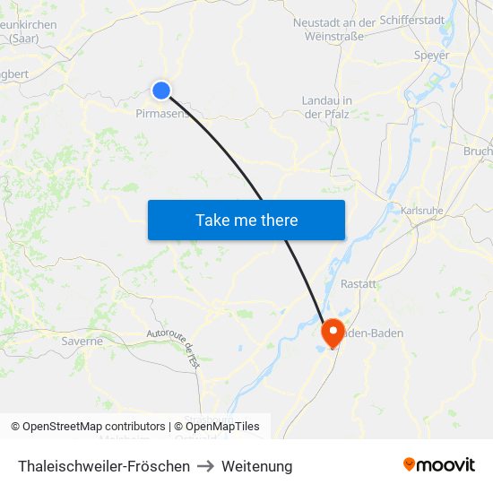 Thaleischweiler-Fröschen to Weitenung map