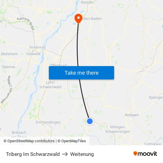 Triberg Im Schwarzwald to Weitenung map