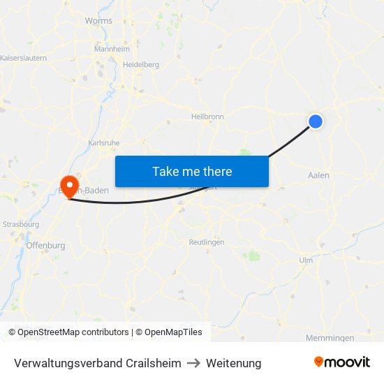 Verwaltungsverband Crailsheim to Weitenung map
