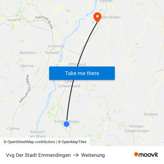 Vvg Der Stadt Emmendingen to Weitenung map