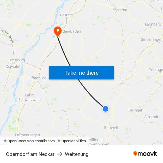 Oberndorf am Neckar to Weitenung map