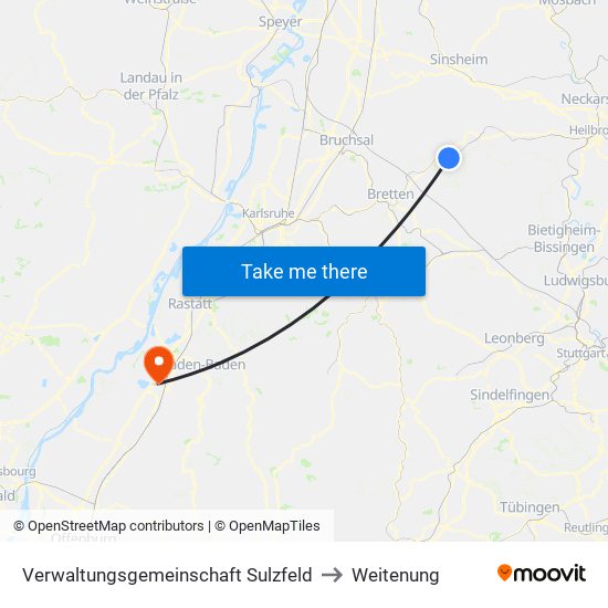 Verwaltungsgemeinschaft Sulzfeld to Weitenung map