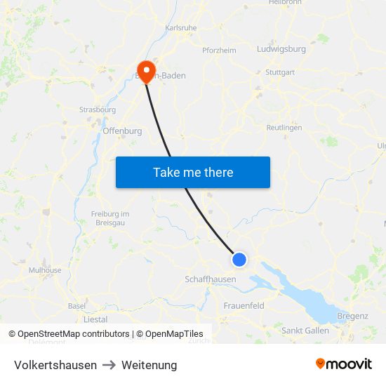 Volkertshausen to Weitenung map