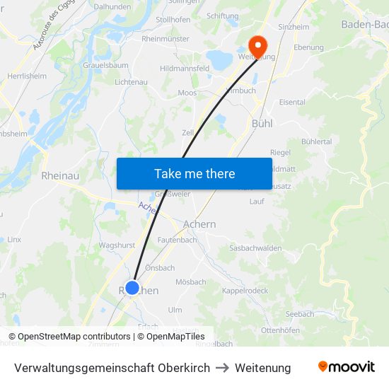 Verwaltungsgemeinschaft Oberkirch to Weitenung map