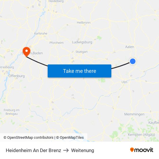 Heidenheim An Der Brenz to Weitenung map