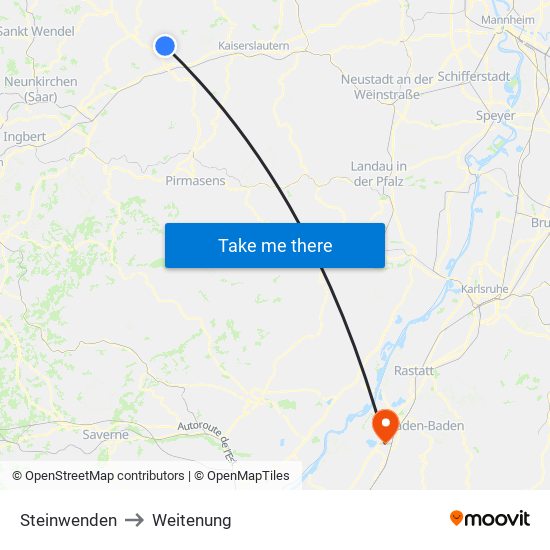 Steinwenden to Weitenung map