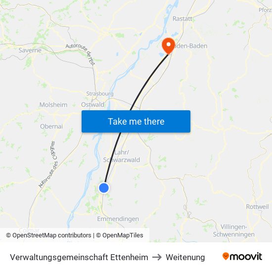 Verwaltungsgemeinschaft Ettenheim to Weitenung map